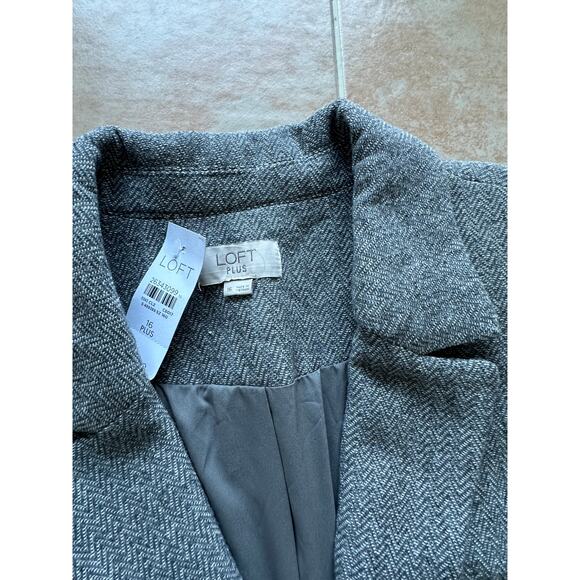 New! LOFT PLUS 16 Blazer suit top Jacket Women Textured Gray - Picture 7 of 7